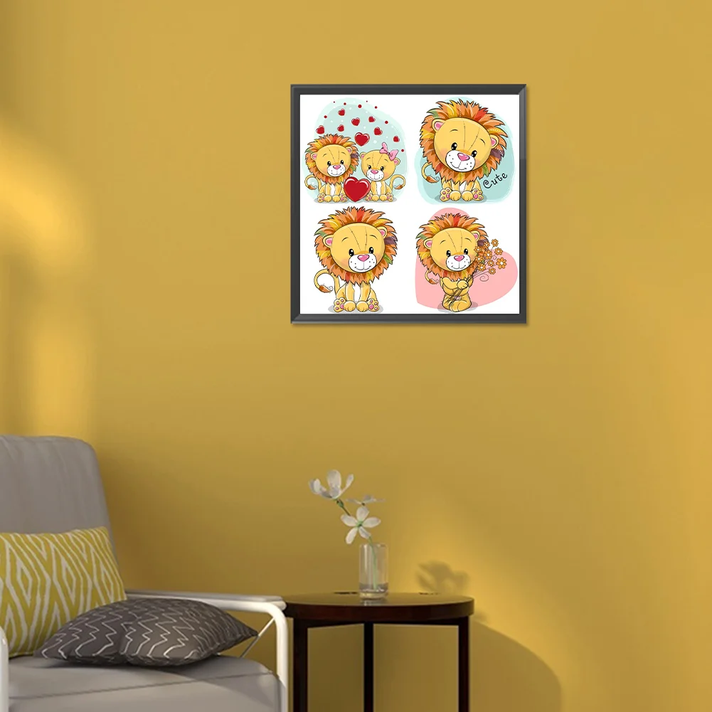 Full Round Diamond Painting 30*30cm - Cartoon Little Lion