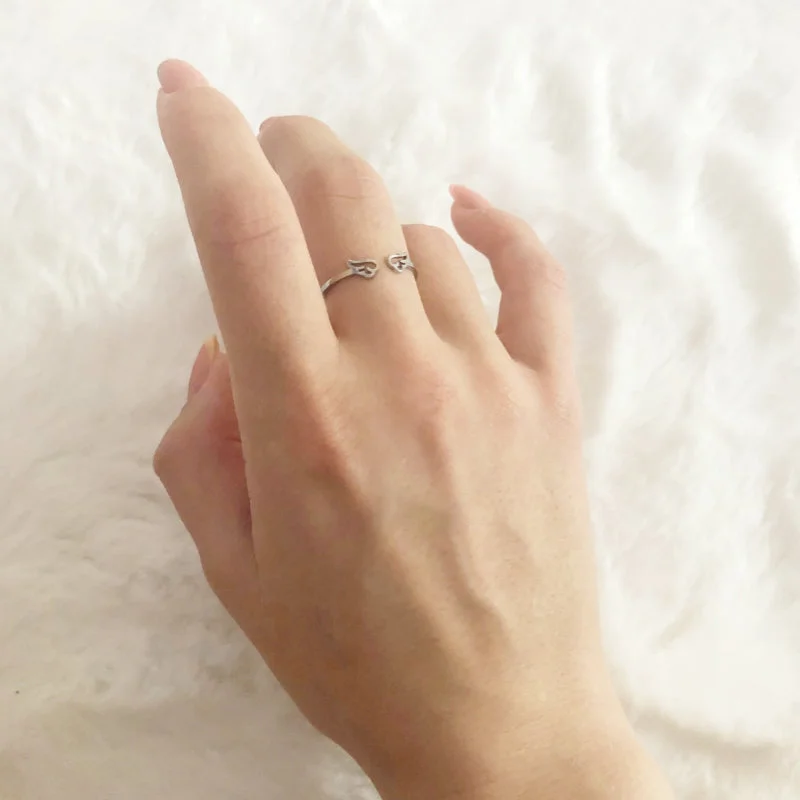 Cute and Simple Feather Angel Wing, Cat, and Snake Rings