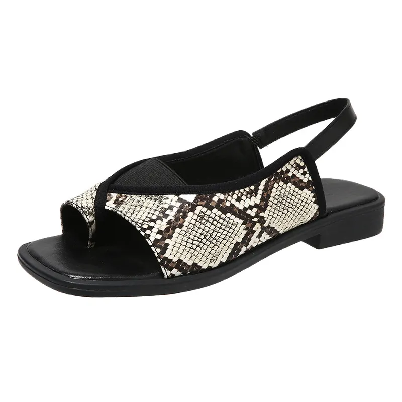 Breakj Breakj Sandals Women 2025 Summer New Large-Size Sandwich Toes Behind The Empty Fashion Thick Heel Low-Heeled Sandals Tide