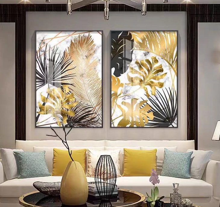 Nordic Plant Gold Leaf Canvas Painting
