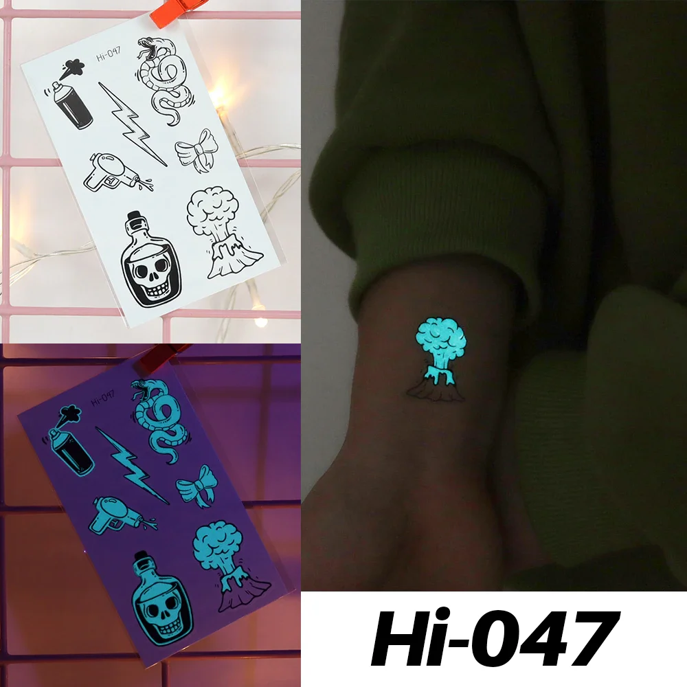 Sdrawing Luminous Tattoo Stickers Labyrinth Glowing Temporary Geometric Tattoo Waterproof Small Tatoo Body Art Fake Tattos Men Women