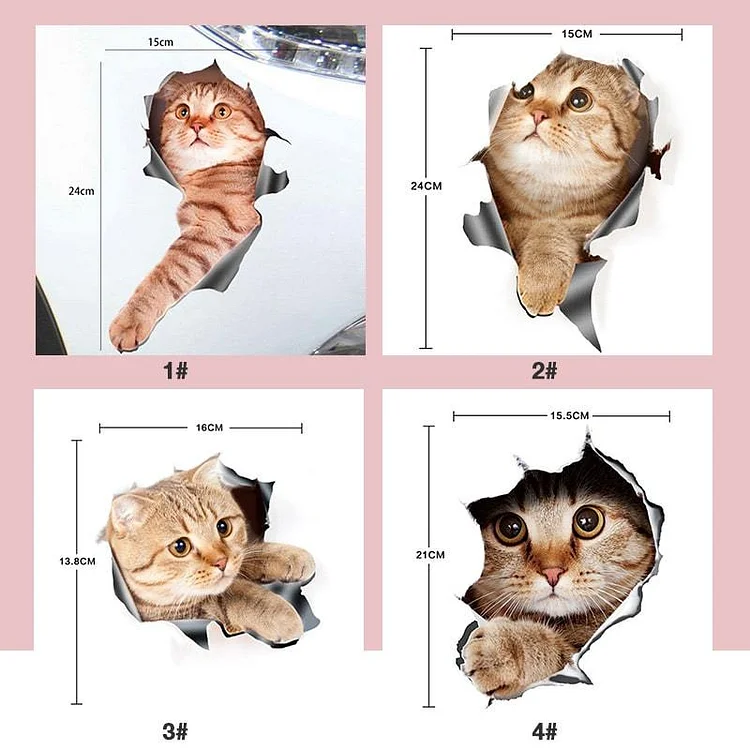 Removable 3D Cartoon Animal Cats Wall Stickers/2PCS