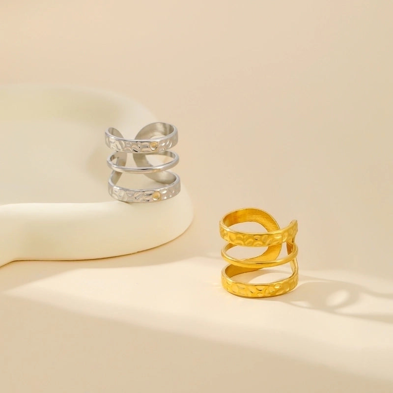 304 Stainless Steel 18K Gold Plated Classical Classic Style Plating Hollow Out Star Moon Heart Shape Open Rings