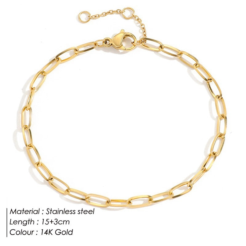 EManco Women’s Simple Bracelet Stainless Steel Bracelet Bracelet Gold Plated Chain Bracelet Stainless Steel Jewelry