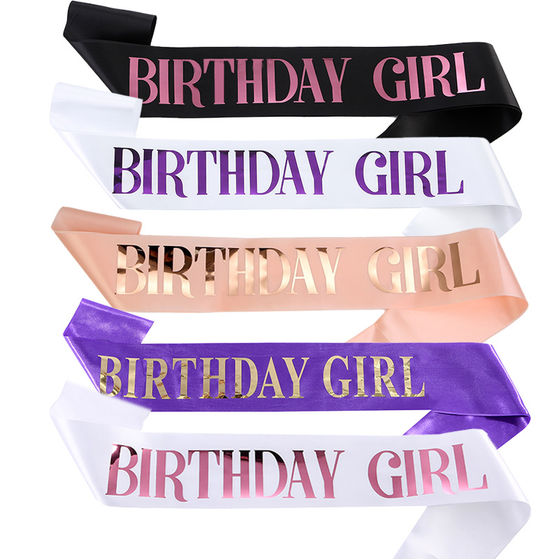 Chic Pink & Purple 'Birthday Girl' Sash – Elegant Celebration Party Belt