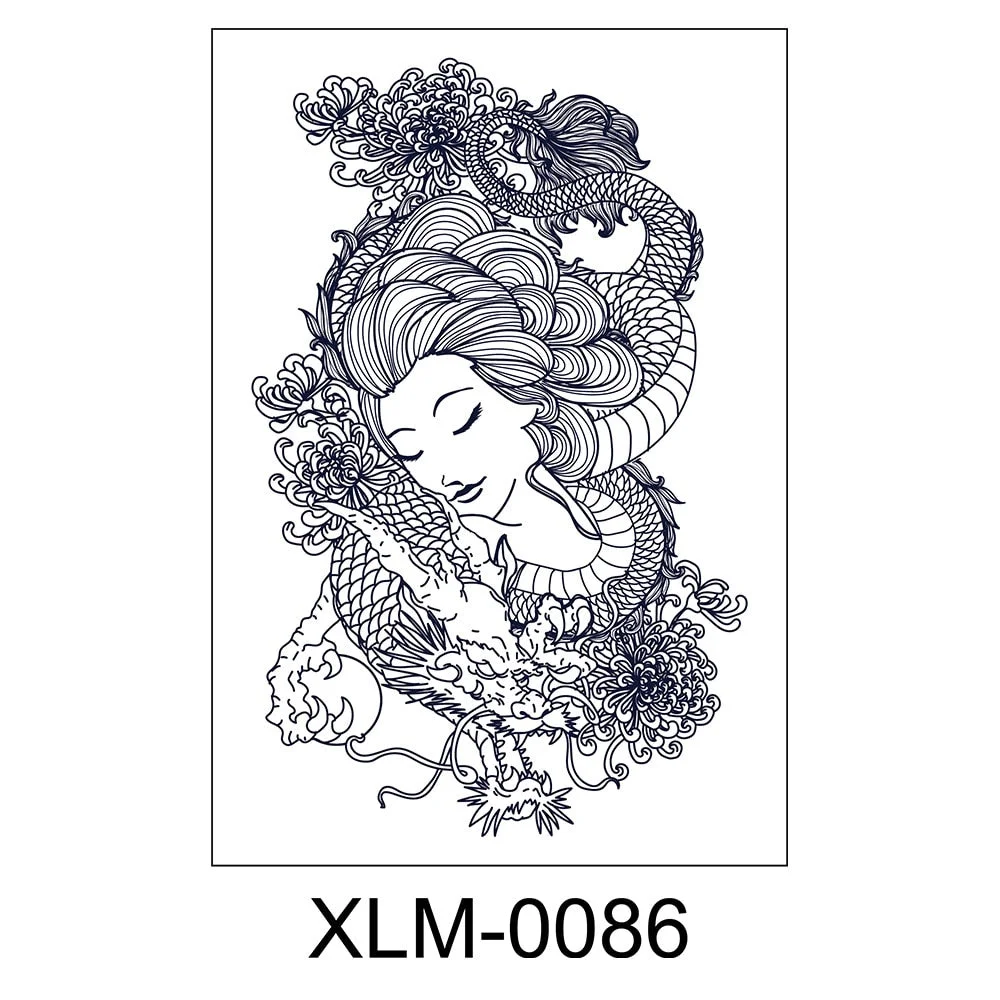 Semi-permanent waterproof sweat plant lasting big picture tattoo flower arm non-reflective herbal juice tattoo sticker