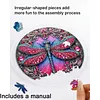 (25cm)DIY Acrylic Jigsaw Puzzle Window Hanging with Hanging Chain DIY Stained Glass Decoration Round Window Puzzle Decor for DIY Craft Project (Jeweled Dragonfly Art)