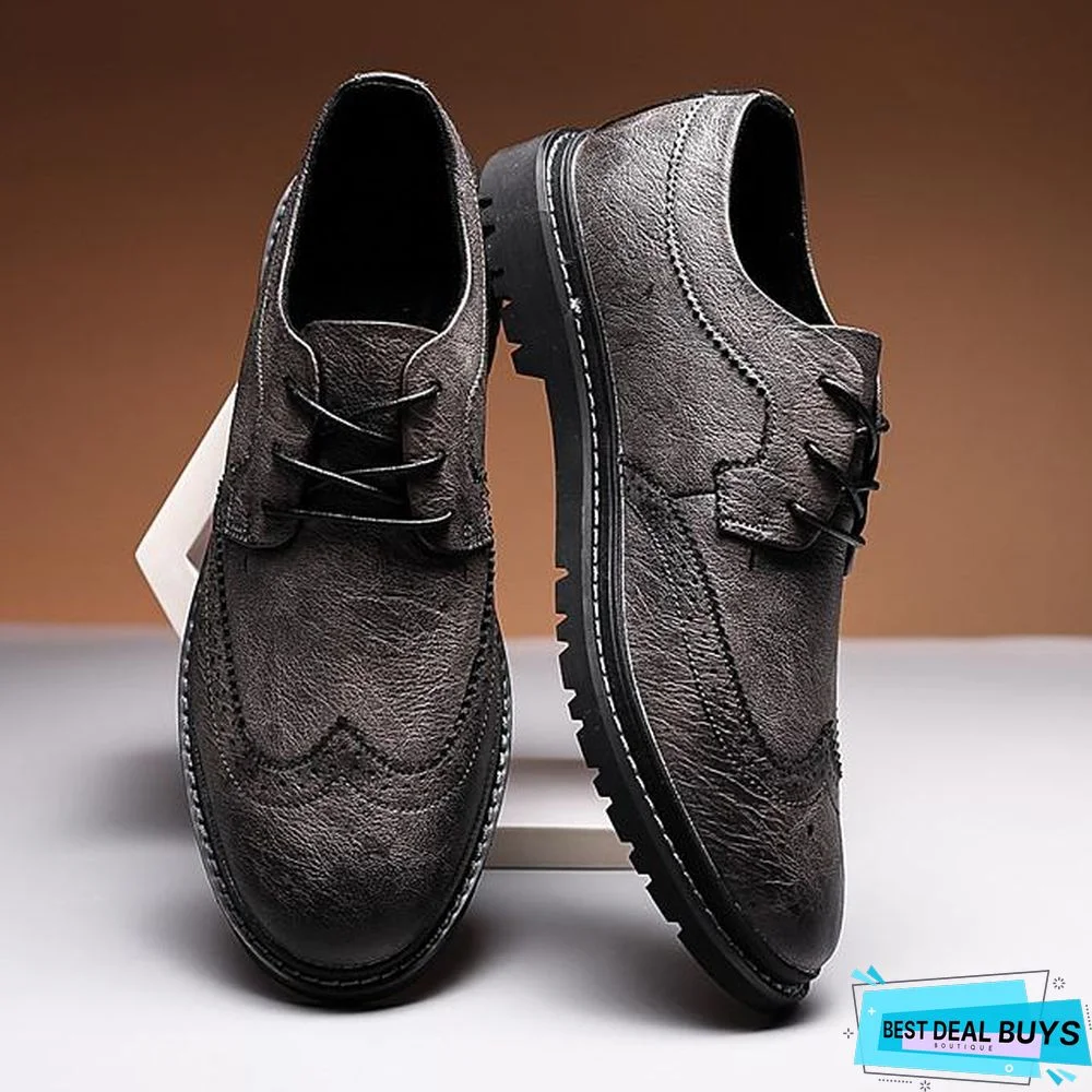 Men's Summer / Fall Business / Vintage / British Daily Office & Career Oxfords Nappa Leather Breathable Non-Slipping Wear Proof Black / Khaki / Gray