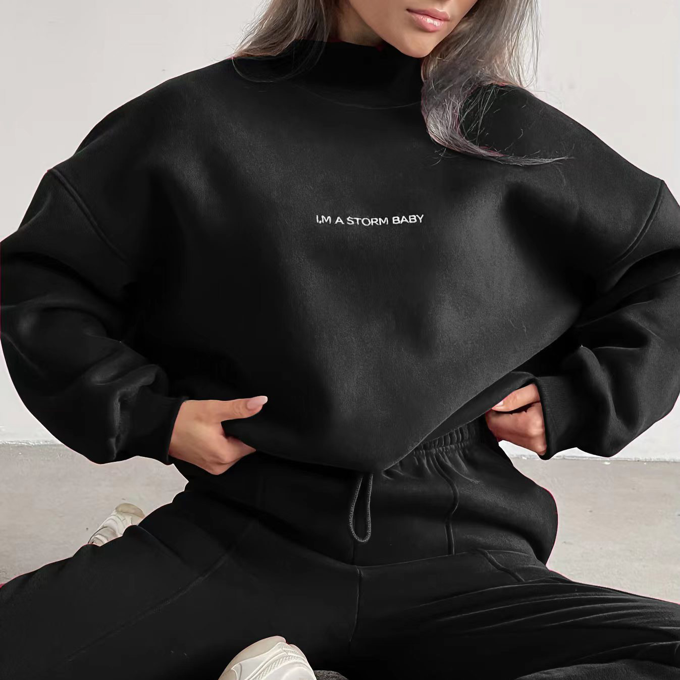 Women's Printed Sweatshirt Suit Two Piece Set