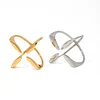 Chic Flower Petals Cross Shape Golden Silver Ring