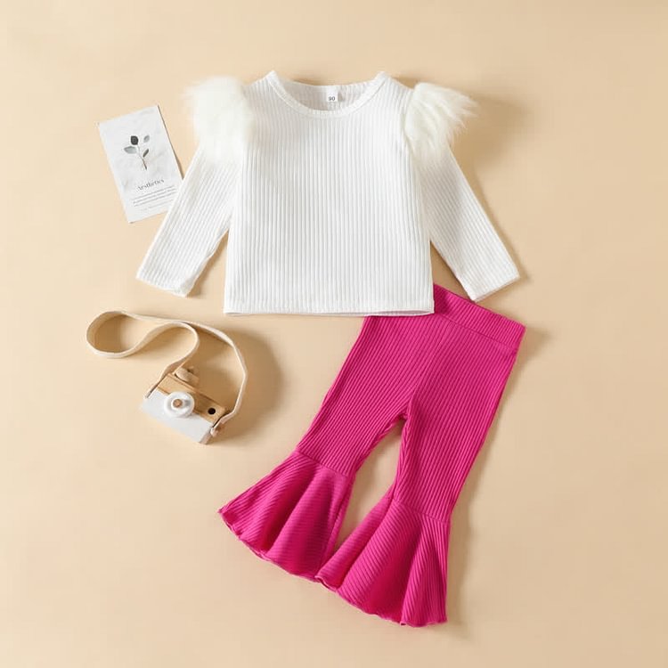 Baby Ribbed Shirt and Flared Pants Set