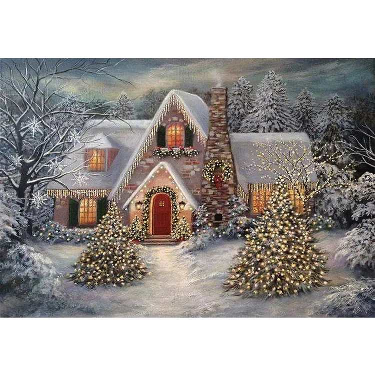 Snow Hous 70*50CM(Canvas) Full Round Drill Diamond Painting gbfke