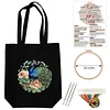 Premium DIY Green Peacock Canvas Tote Bag Embroidery Kit with Hoop Frame 32x37cm