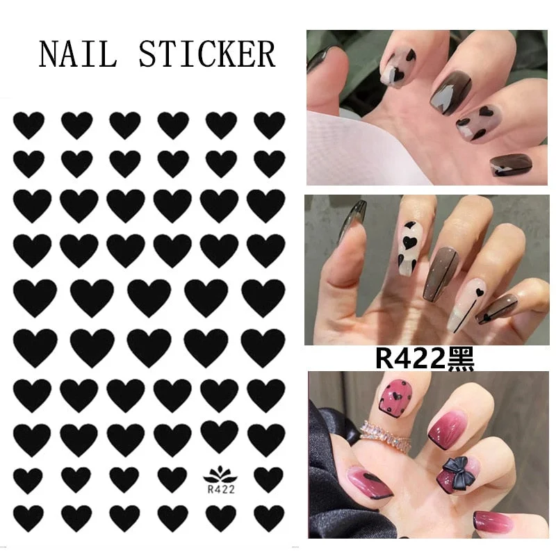5D Star Love Nail Art Stickers Adhesive High Quality MultiColor Love Heart Stars Design DIY Nail Decals Foils Wraps Decorations-Nail Inspo