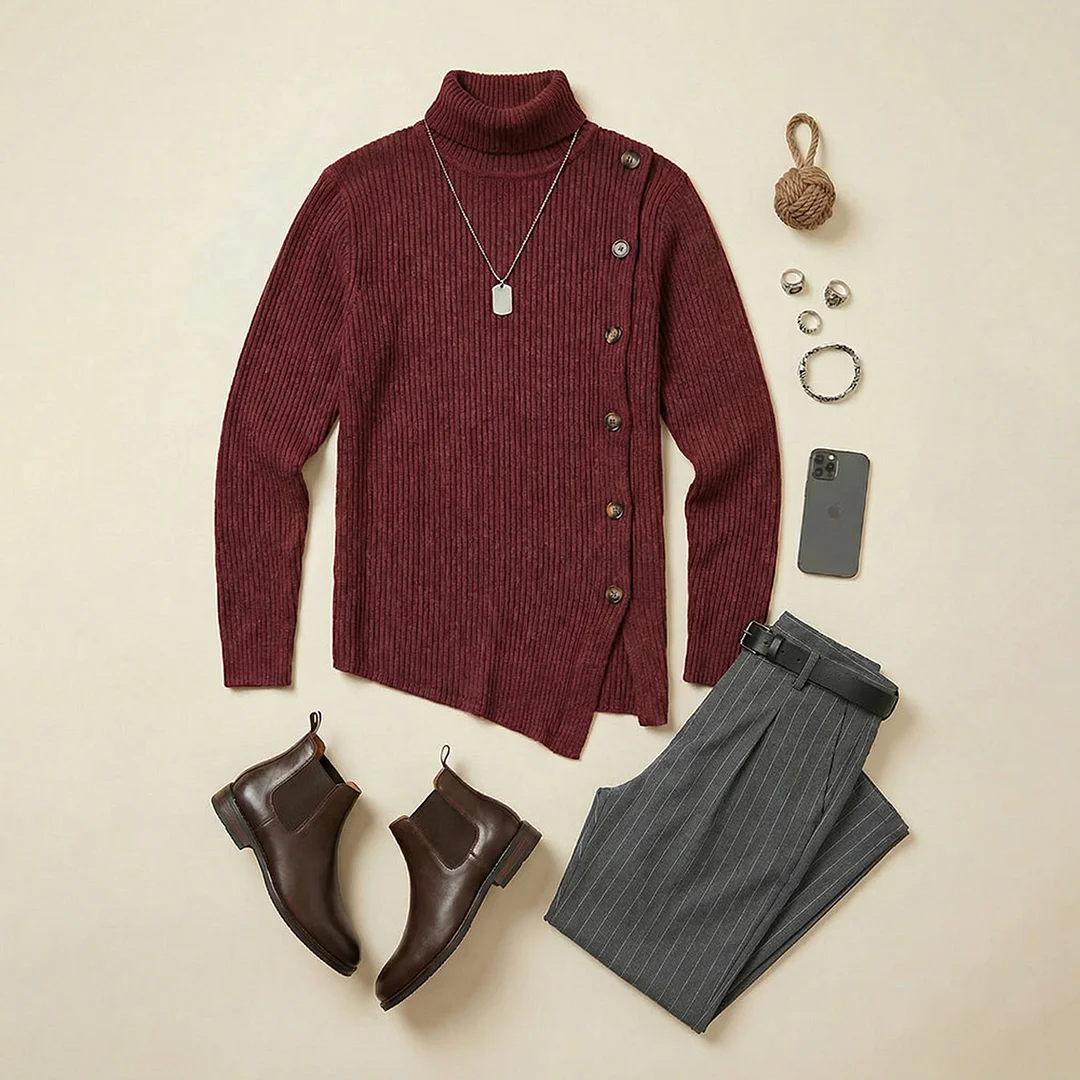 Outdoor Button-down Turtleneck Top-inspireuse