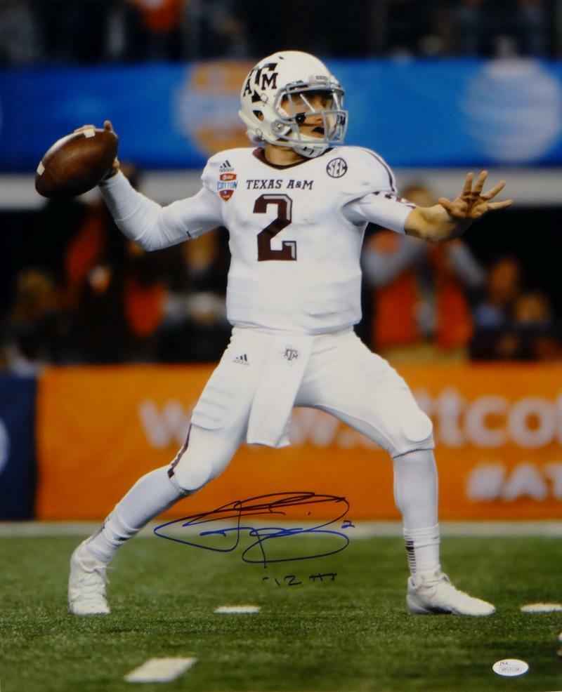 Johnny Manziel Autographed 16x20 Passing In Cotton Bowl Photo Poster painting W/ HT- JSA W