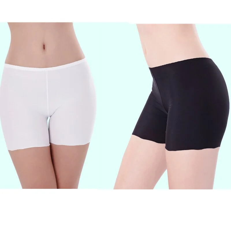 2PCS Ice Silk Safety Panties Seamless Pantiesant Mid-Waist Interior Femenina Women Comfortable Anti-Exposure Large Stretch Boxer