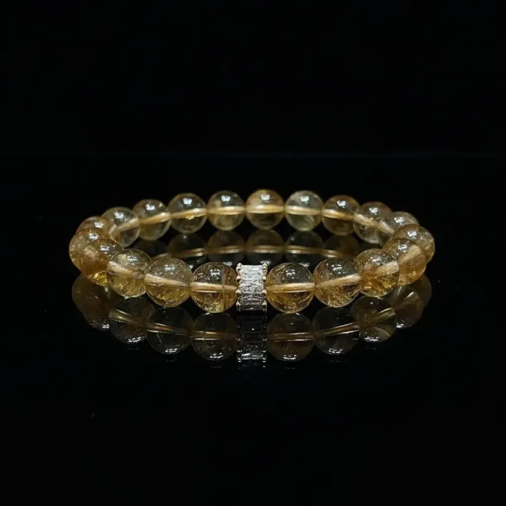 Radiant Abundance: Natural Citrine & Yellow Azeztulite Crystal Bracelet