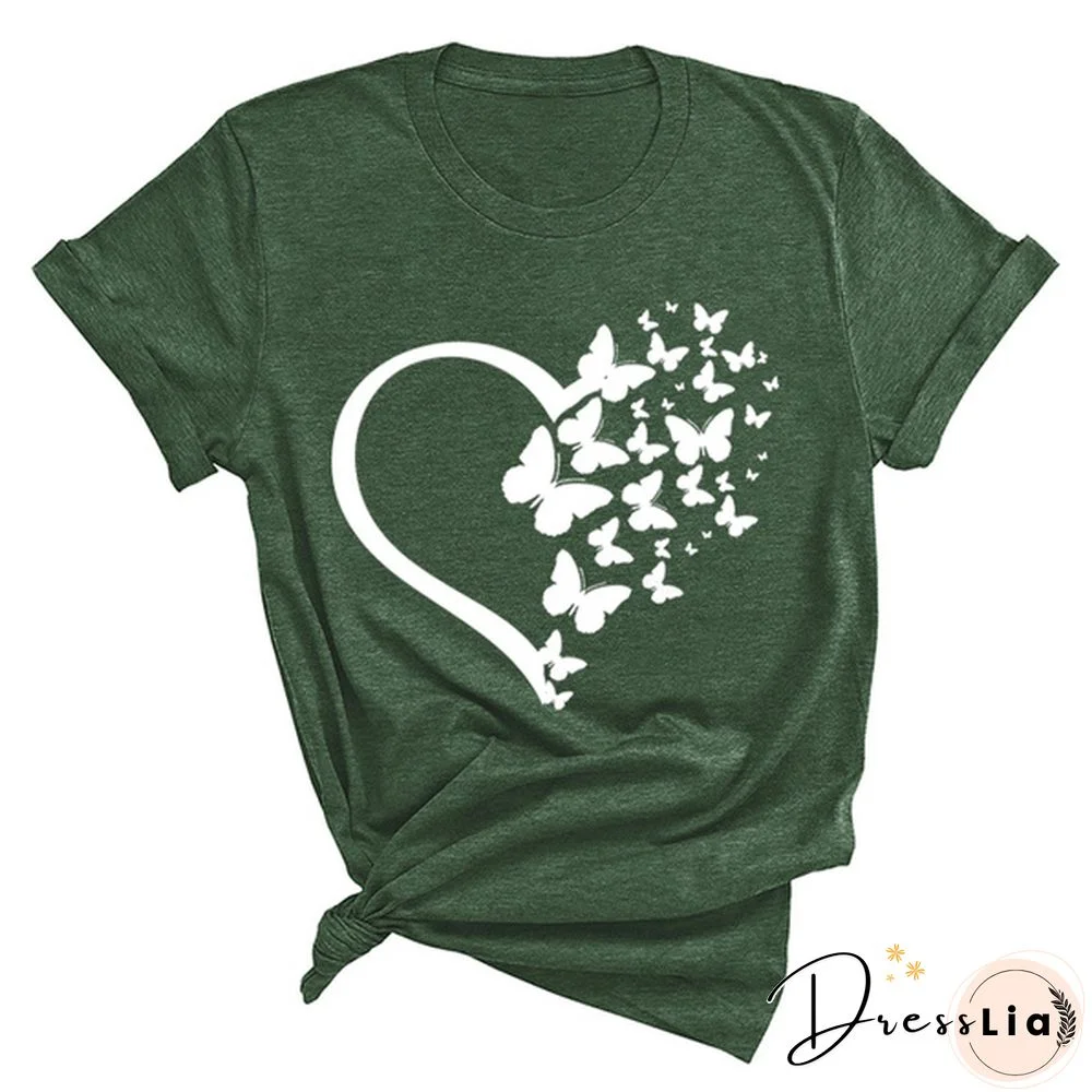 New Butterfly Print T Shirt Women Men Short Sleeve Tops Tees Summer Fashion Loose Casual T-Shirt