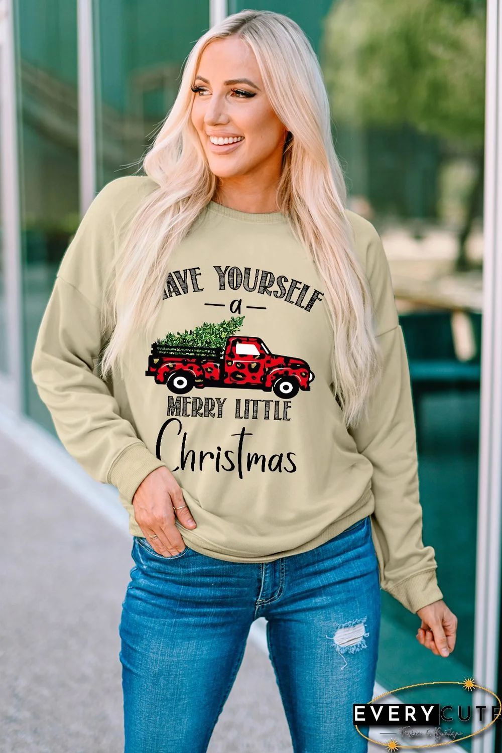 Khaki Have Yourself a Merry Little Christmas Sweatshirt