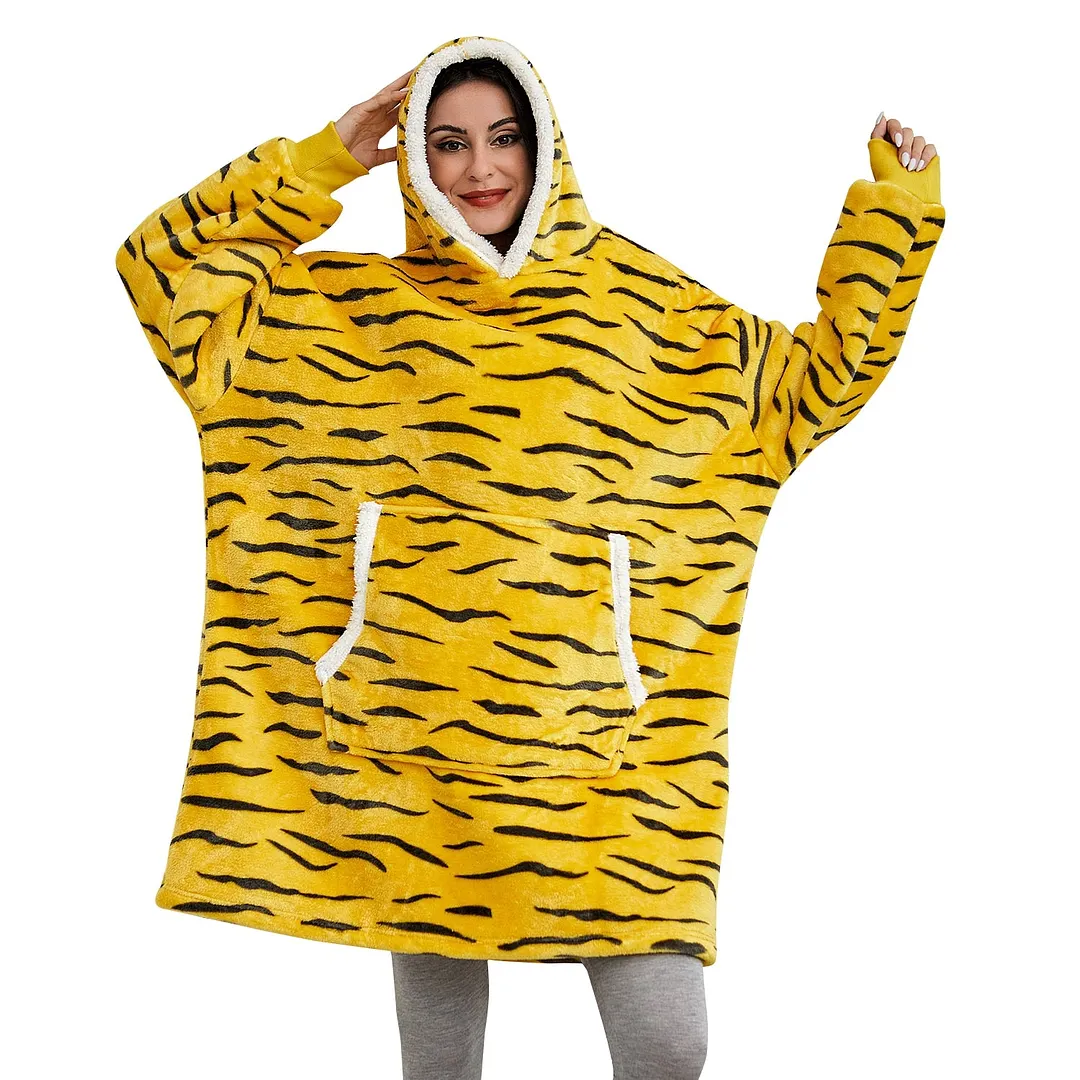 Wearable Blanket Men Women Giant Oversize Hoodie Sweatshirt Sweat Hooded Winter Bathrobe Blanket Sherpa Fleece Outwears