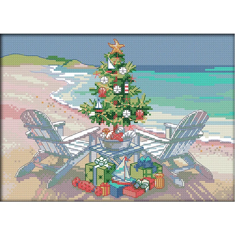 Christmas Tree 14CT Printed Cross Stitch Kits (30*21CM) fgoby