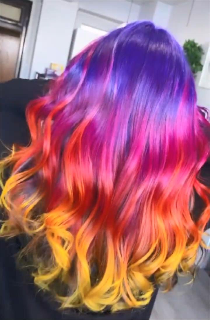 Zaesvini Hair® | (🔥HOT)Purple Mix Yellow Lace Colorful Wig Wave Wig/Purple Mix Yellow Zaesvini