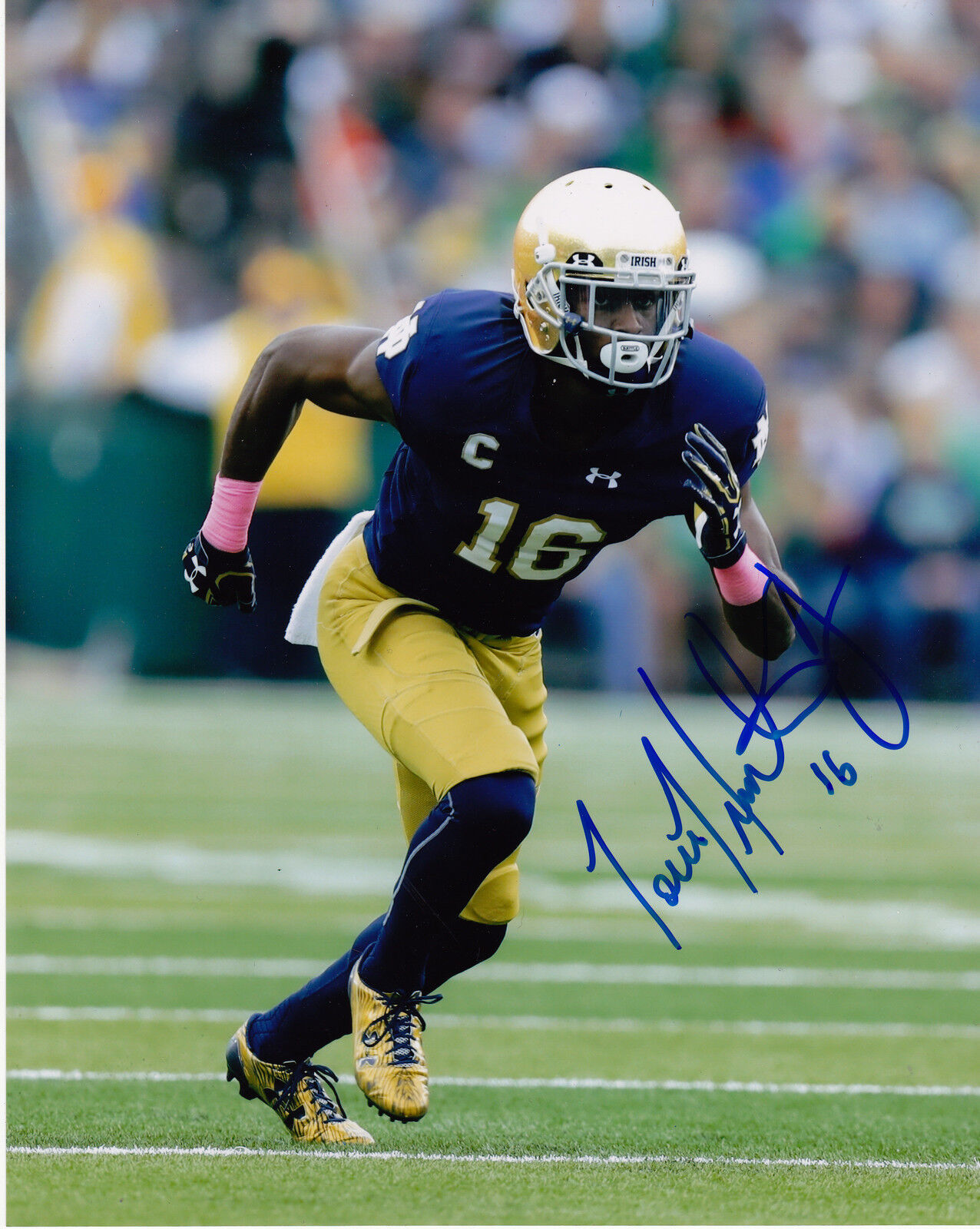 TORII HUNTER NOTRE DAME FIGHTING IRISH ACTION SIGNED 8x10