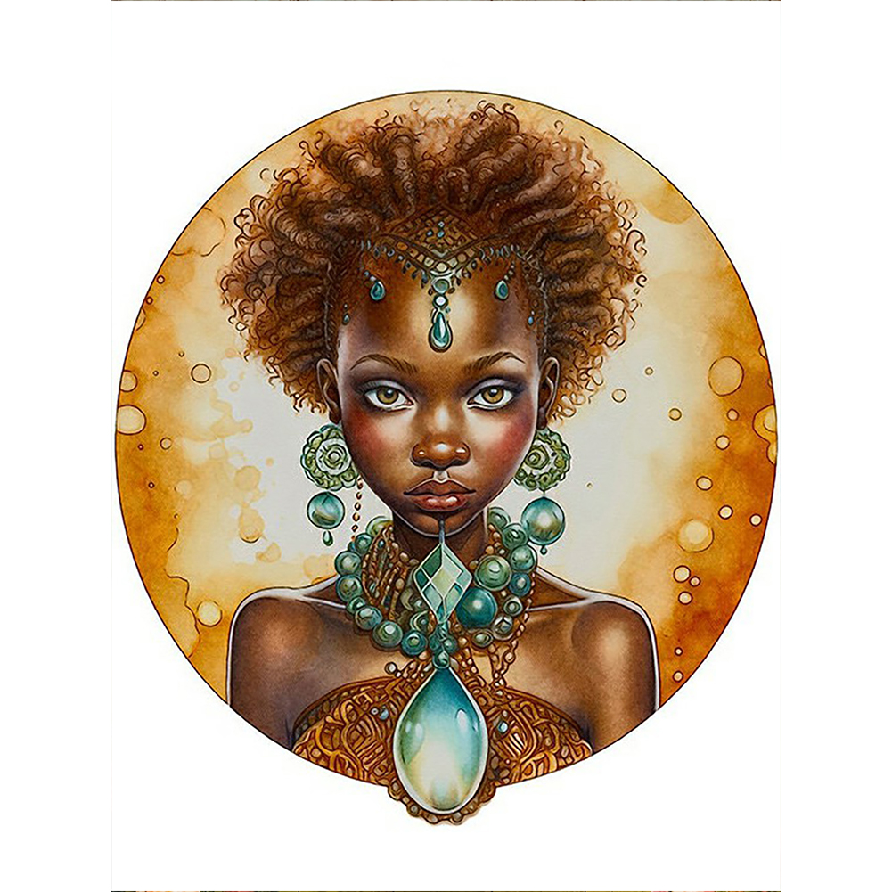 Girl With Curly Hair 30*40cm(canvas) full round drill diamond painting