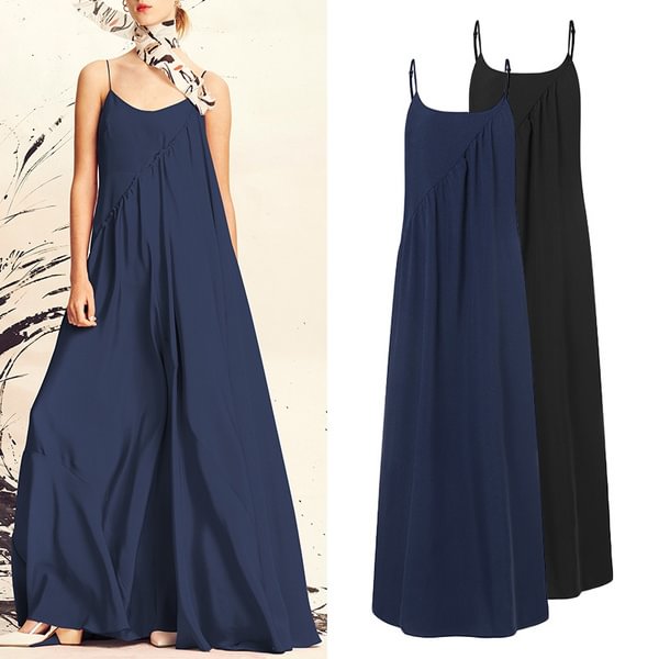 S-5XL Women Sleeveless Spaghetti Strap Long Dresses Summer Beach Tank Top Dress Sundress Kleid - Shop Trendy Women's Fashion | TeeYours