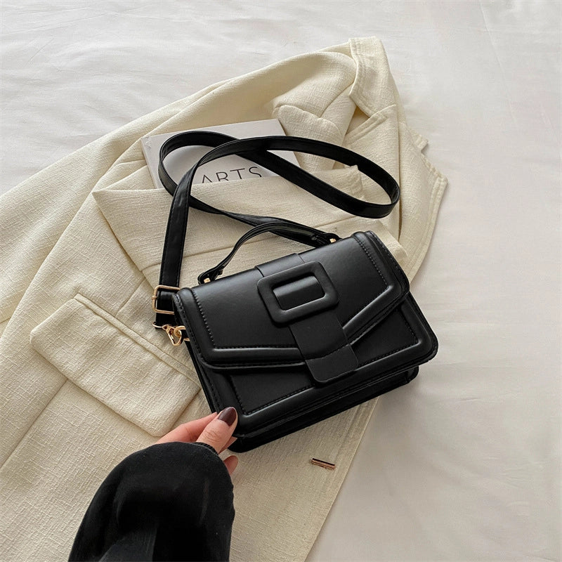 Women’s Medium Pu Leather Solid Color Streetwear Square Flip Cover Shoulder Bag Crossbody Bag