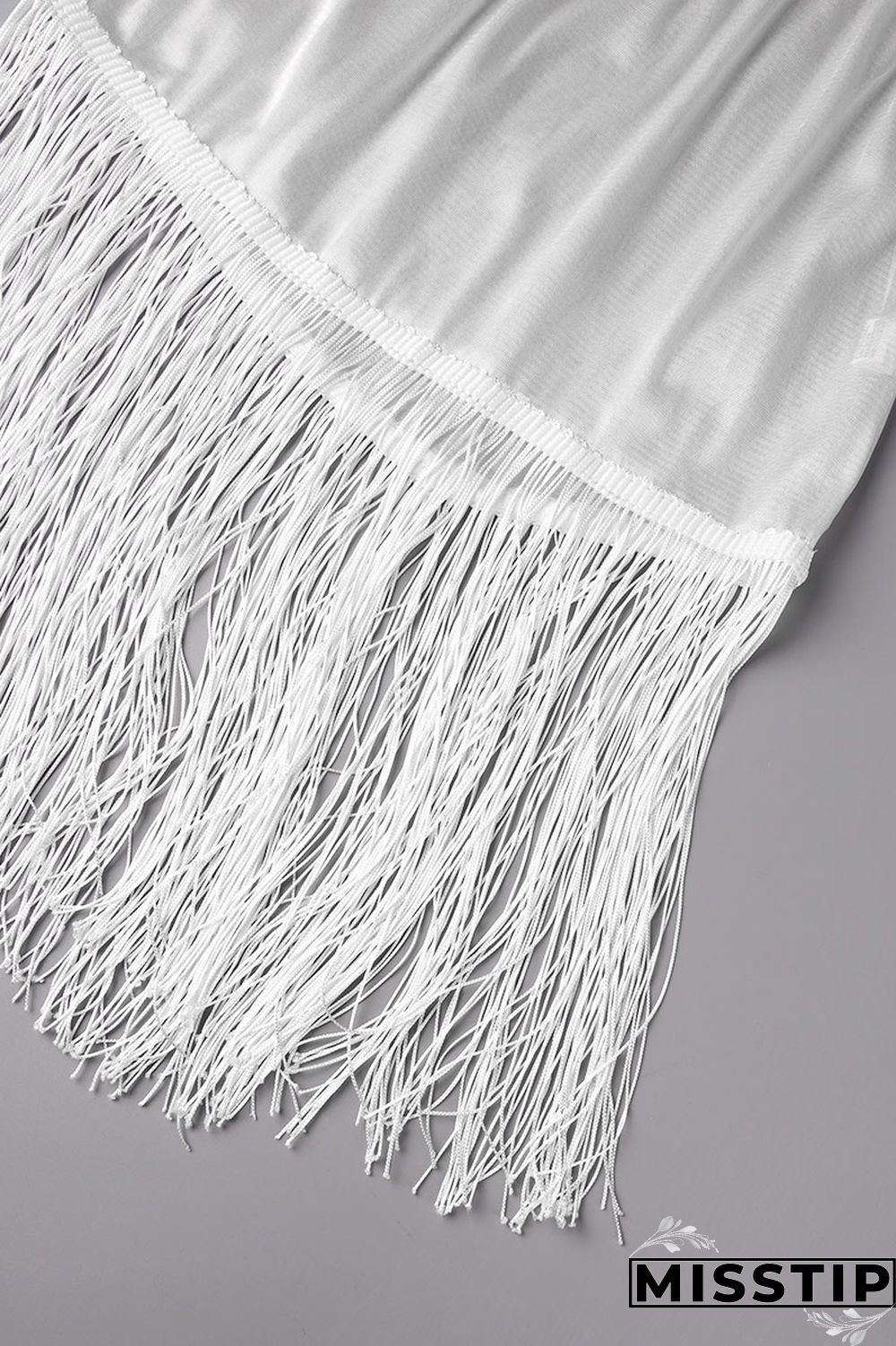 Black Sexy Solid Tassel Patchwork V Neck Long Sleeve Two Pieces