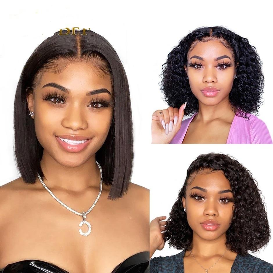 Water Wave Bob Lace Front Human Hair Wigs-elleschic
