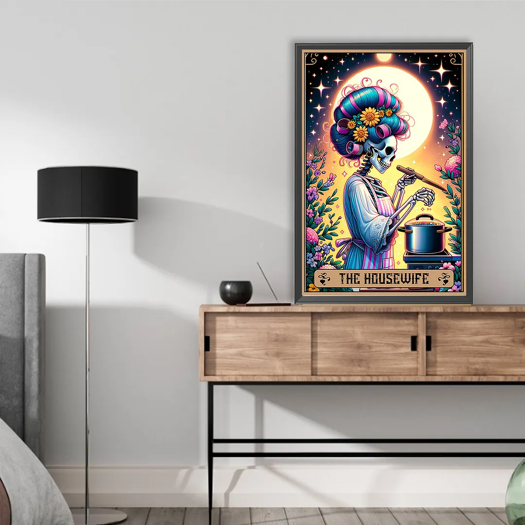 Skull Tarot Cards Full DIY 5D Round Drill Diamond Crystal Rhinestones Painting Kits for Adults/Beginners Gift Idea Home Wall Decor 15.75x23.62inch