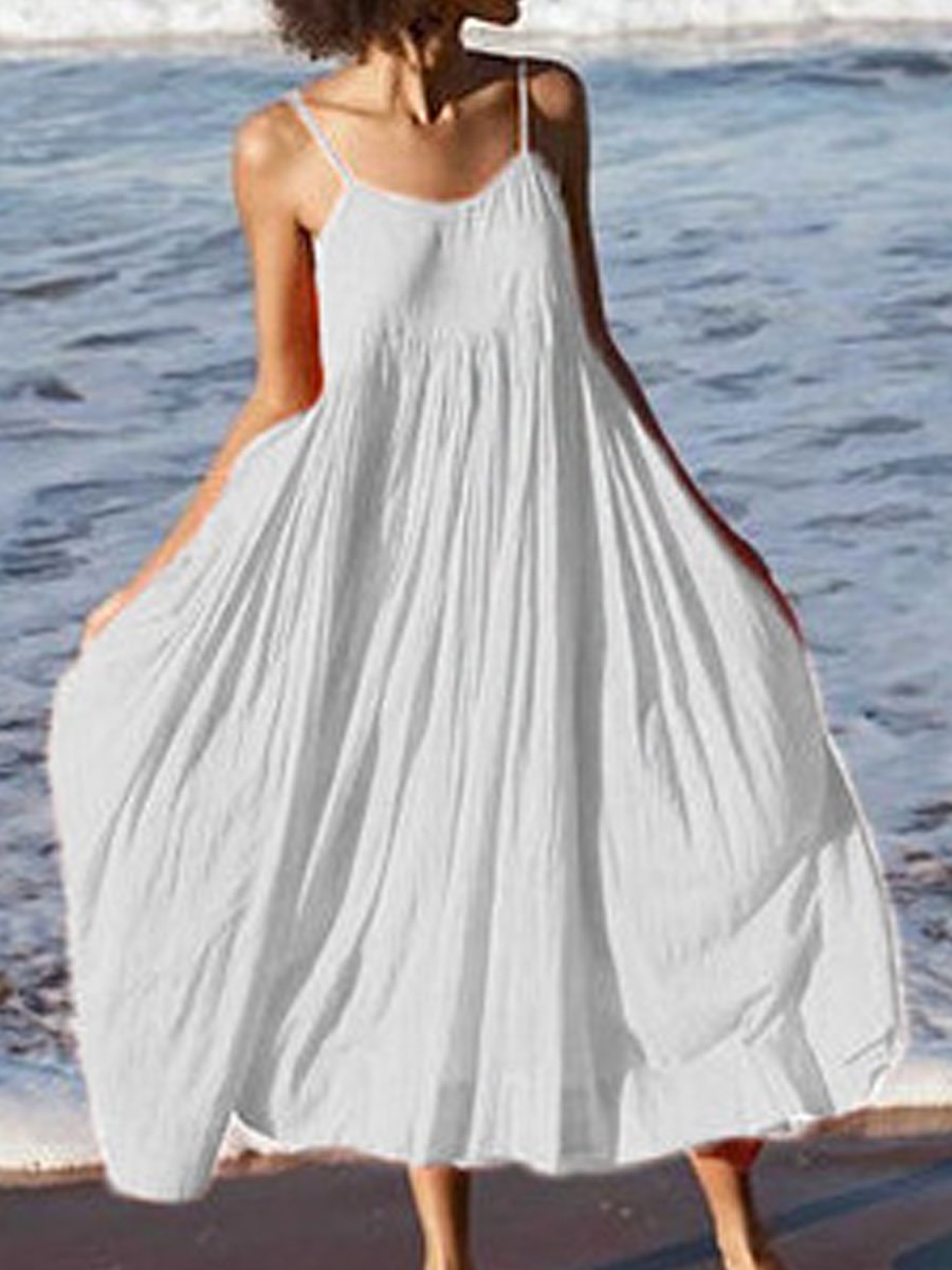 Loose Casual Solid Color Slip Maxi Dress