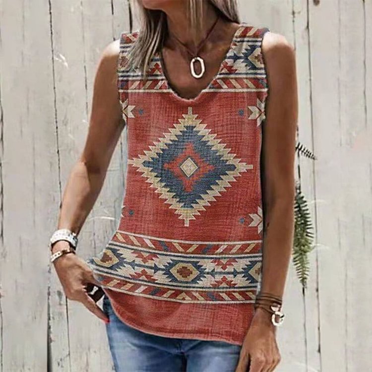 Western Ethnic Print Vest Top