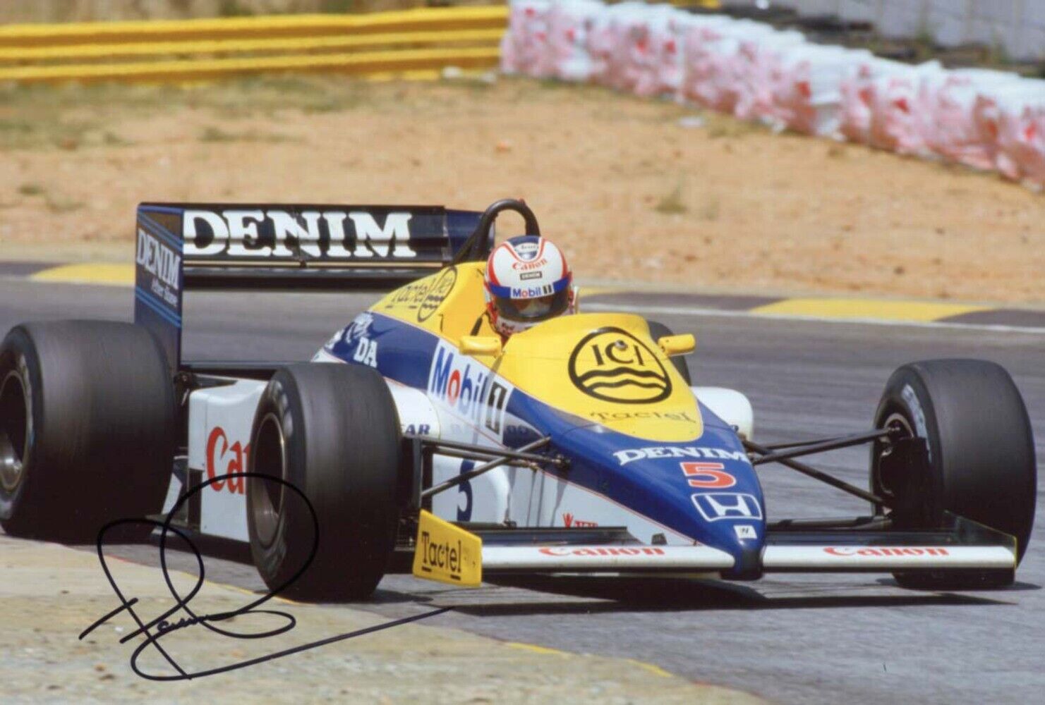 WILLIAMS F1 RACING DRIVER Nigel Mansell autograph, IP signed Photo Poster painting