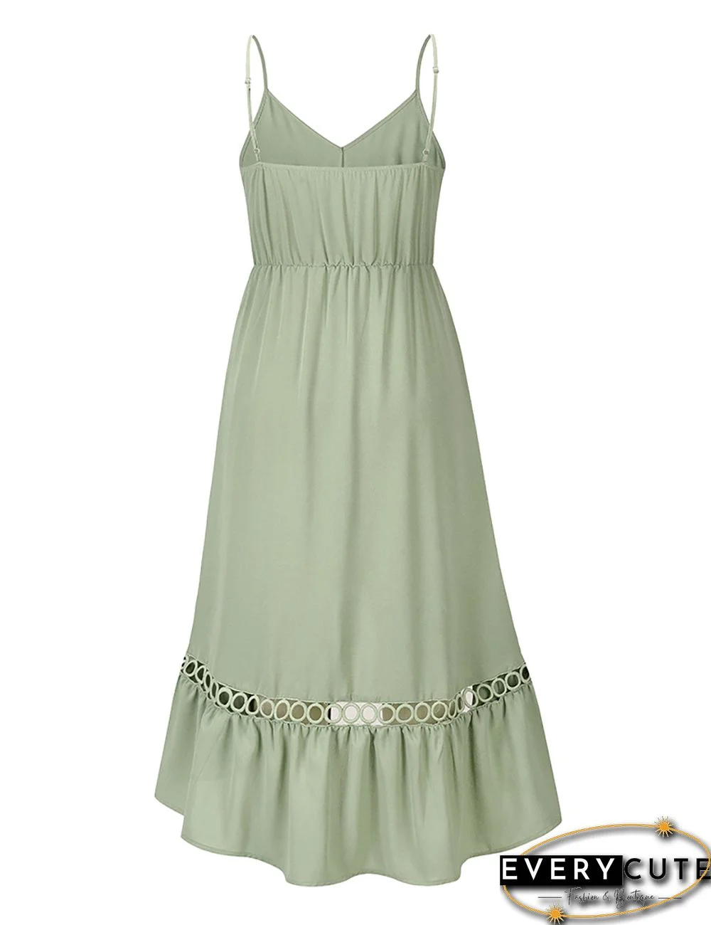 Light Green High Low Spaghetti Strap Midi Dress