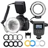 Outdoor Macro LED Ring Flash Set with LCD Display, Power Control, Adapter Rings and Flash Diffuser, Universal for Canon, Nikon, Panasonic DSLR Cameras Universal Flash