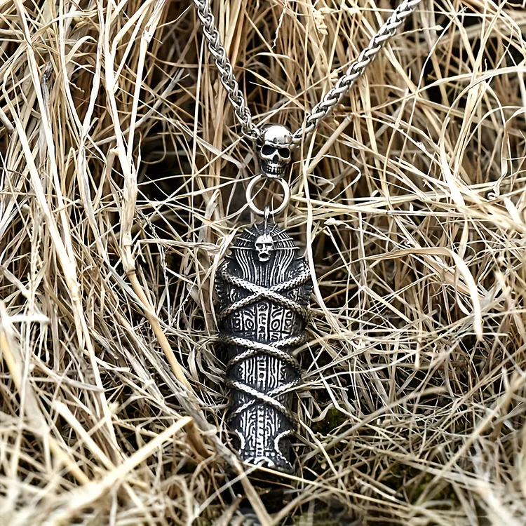 Coutureaura Mummy Skull Pharaoh Coffin Necklace