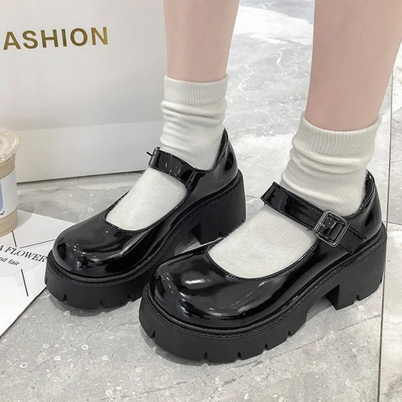 Aiertu Lolita Shoes Women Japanese Mary Jane Shoes Women Vintage Girls Students JK Uniform High Heel Platform Shoes Cosplay Plus Size Aiertu