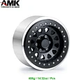 AMK 4Pcs Aluminum Alloy 17.5mm Hex Hub 2.9 Beadlock Wheels Rims for 1/6 RC Crawler Car Axial SCX6 Upgrades(Black)