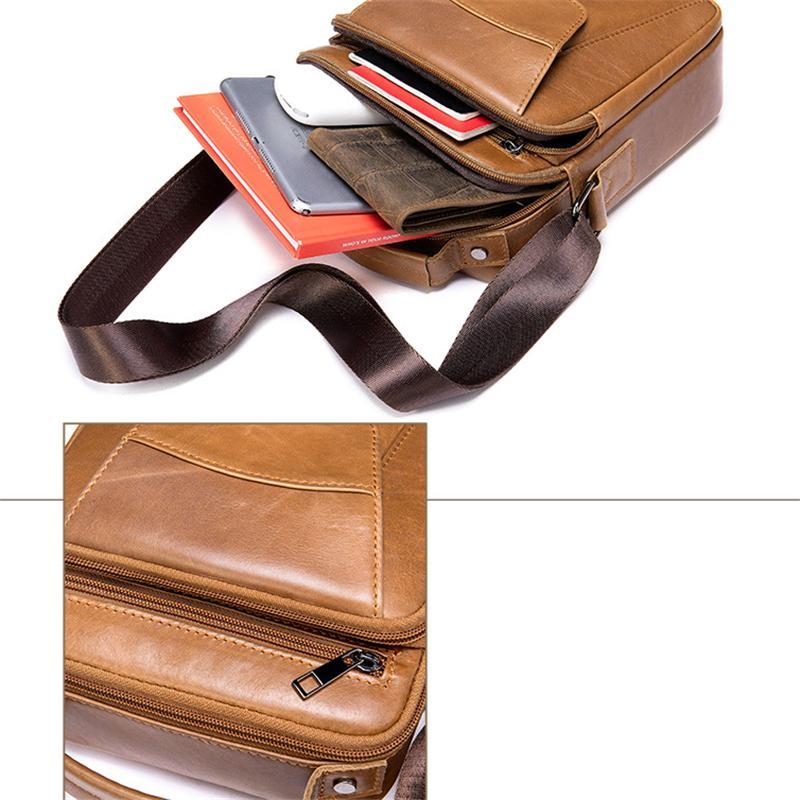 Organizational Layout Top-Handled Genuine Leather Adjustable Strap Sling Bag