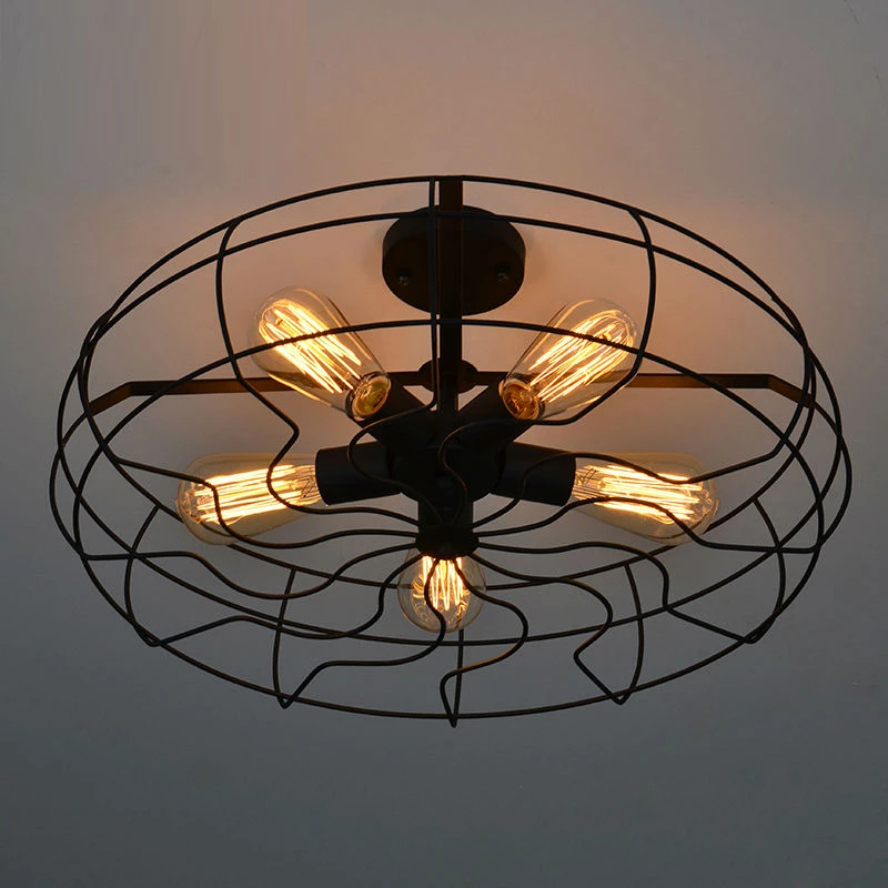 Pendant Lights Vintage Retro Industrial Fan Lamps American Country Style Kitchen Industrial Lighting 5PCS*E27 Holder