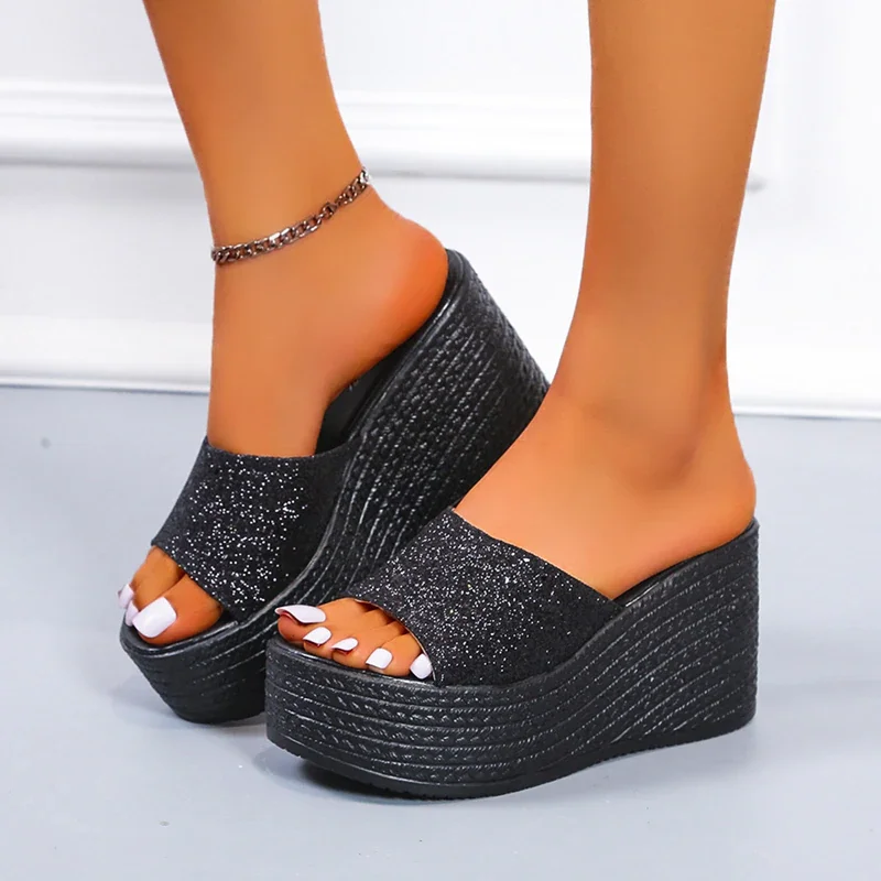 Qengg Fashion Wedge Sandals Women Summer Shoes Elegant Ladies Rome Sandals Brand Female Sandalias Black Wedge Heels