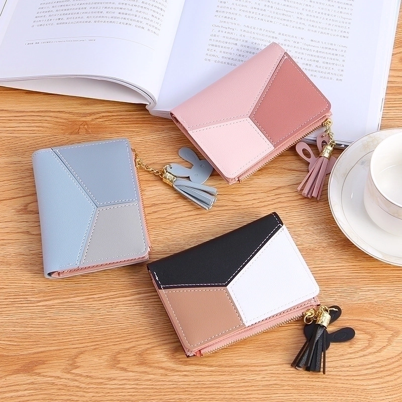 Women’s Spring&summer Pu Leather Color Block Fashion Square Zipper Buckle Coin Purse