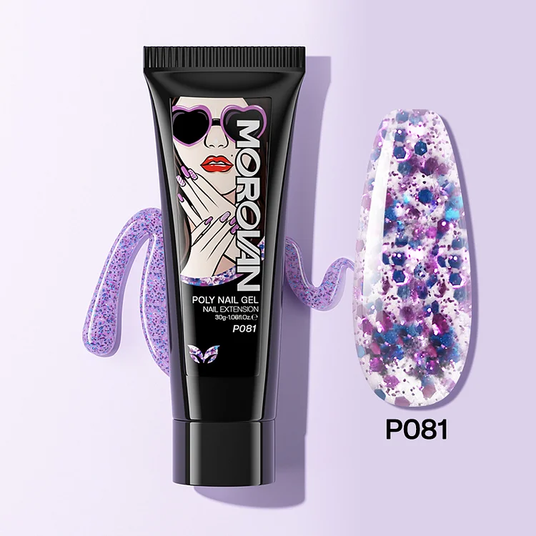Medium Purple Platinum Glitter Poly Nail Gel 30ml