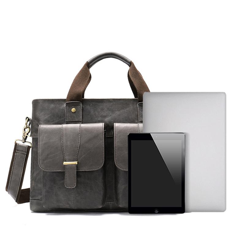 Large Capacity Vintage Leather Casual Business Briefcase