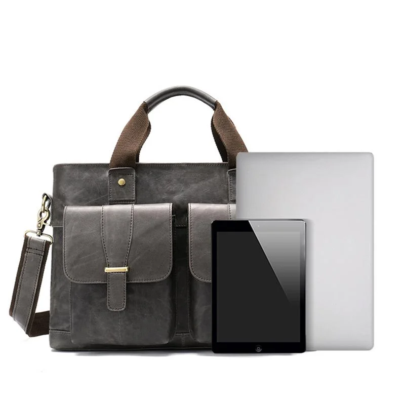 Large Capacity Vintage Leather Casual Business Briefcase