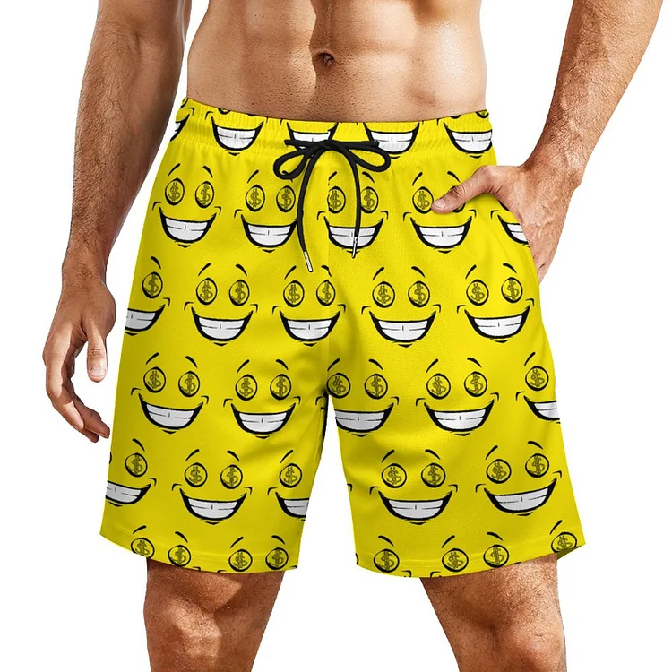 Rich Greedy Money Eyes Yellow Face Running Athletic Workout Sports Trunks Mens 2 In 1 Sports Gym Shorts With Phone Pocket - Heather Prints Shirts